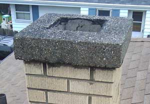 Example of a chimney with no rain cap