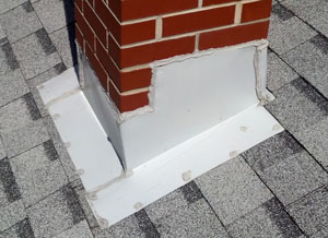 Example of a sealed chimney flashing